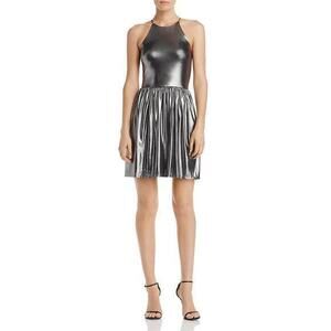 NEW‎ AQUA Bloomindale's Silver Metallic Mini Dress Size XS Party Cocktail